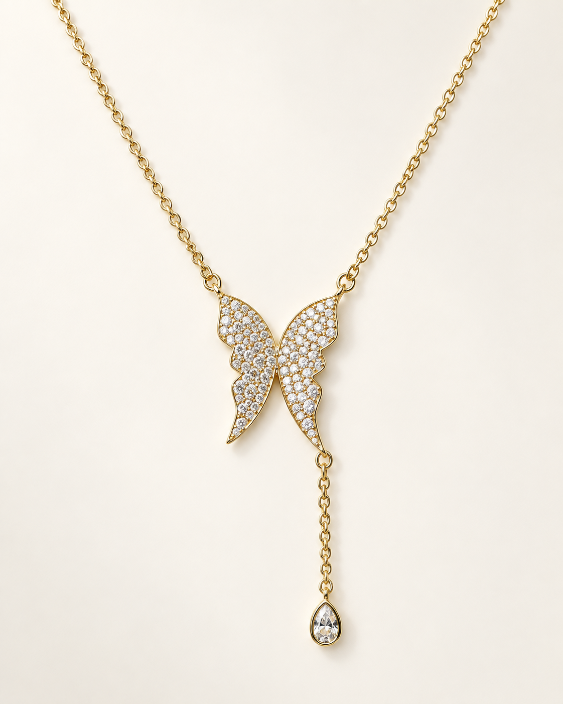 Butterfly Kiss Y Necklace — Gold