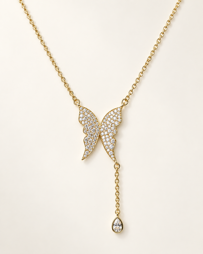 Butterfly Kiss Y Necklace — Gold