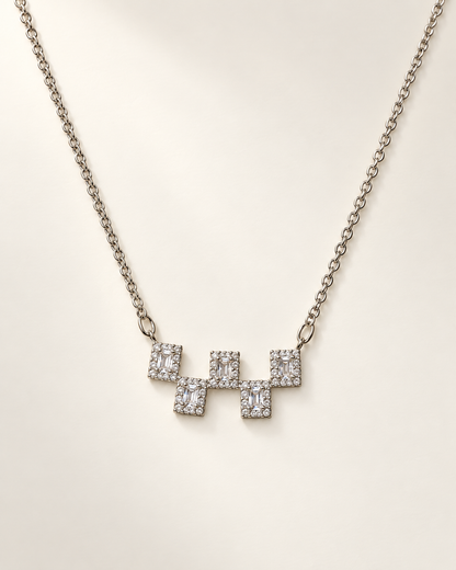 City Lights Square CZ Necklace — Silver