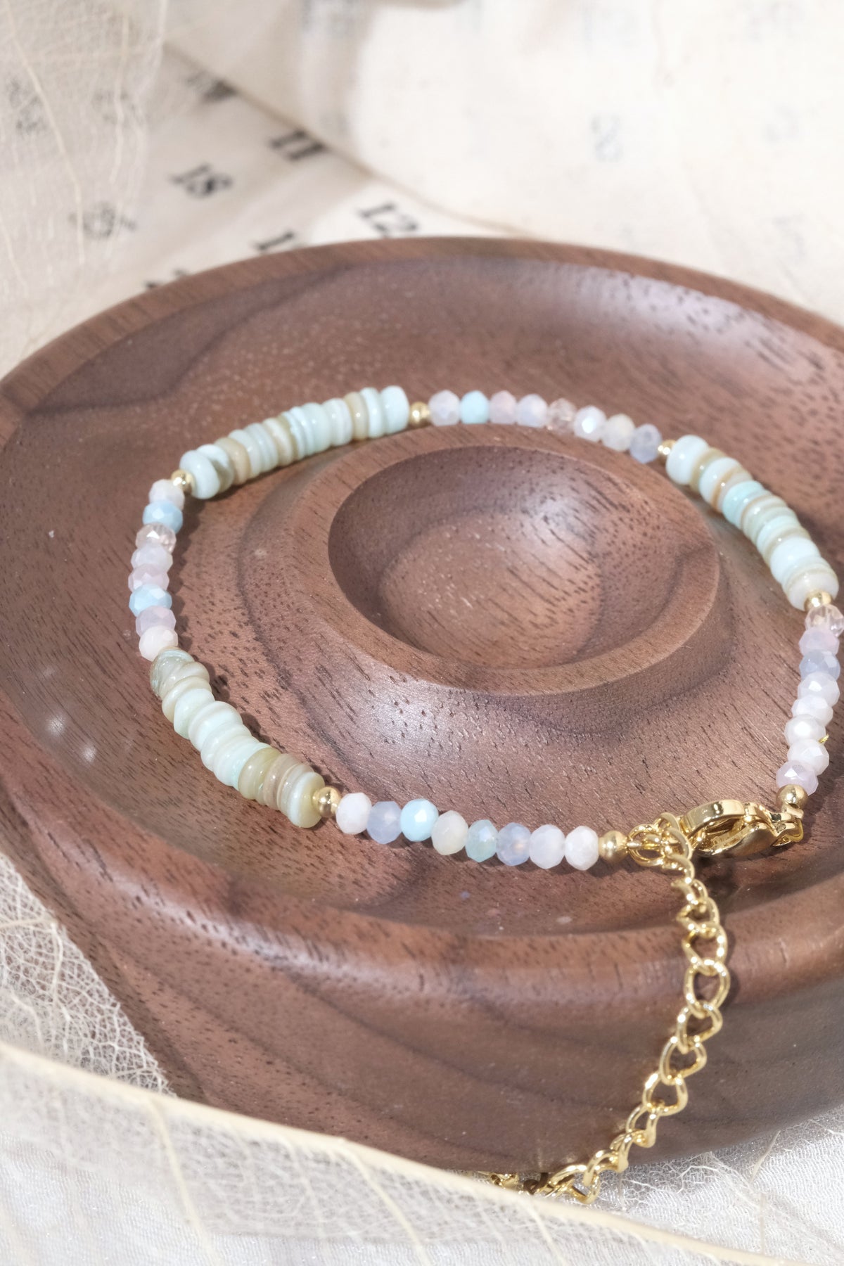 Aqua White Mixed Beads Bracelet — real product photo