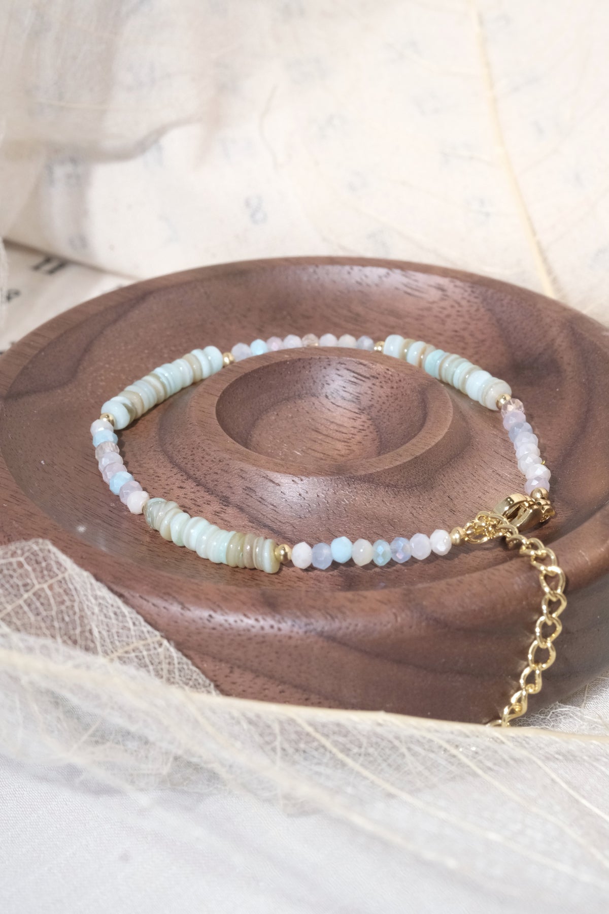 Aqua White Mixed Beads Bracelet — real product photo
