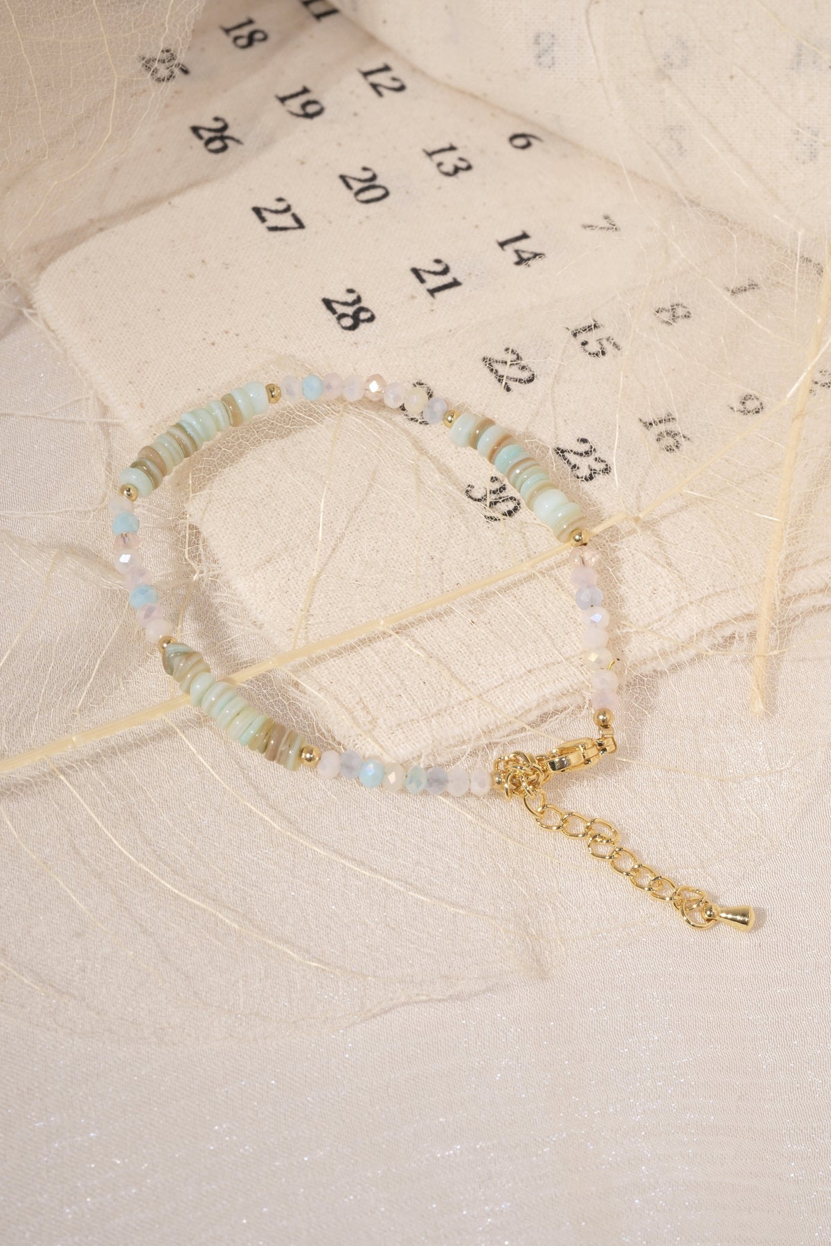 Aqua White Mixed Beads Bracelet — real product photo