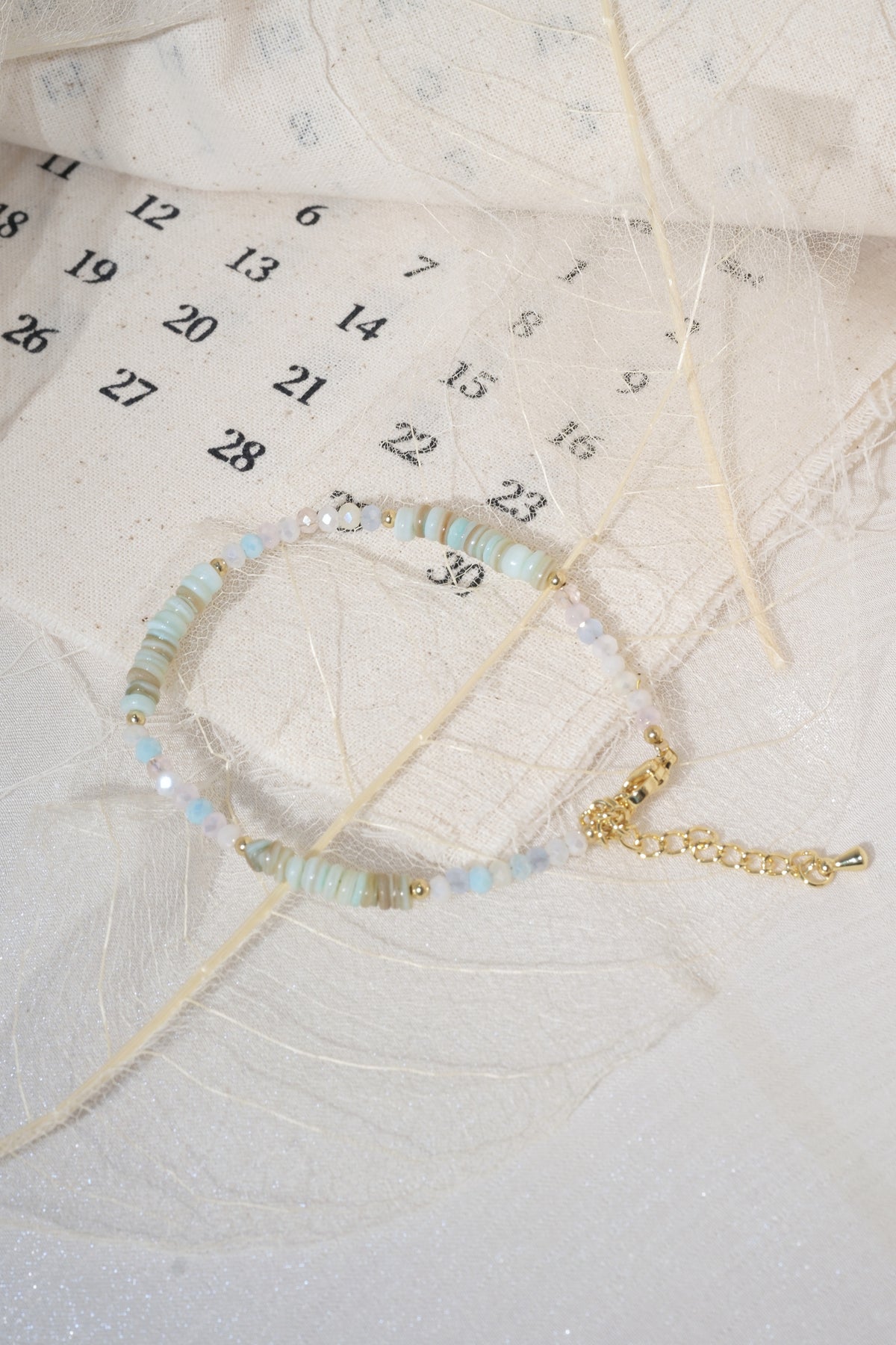 Aqua White Mixed Beads Bracelet — real product photo