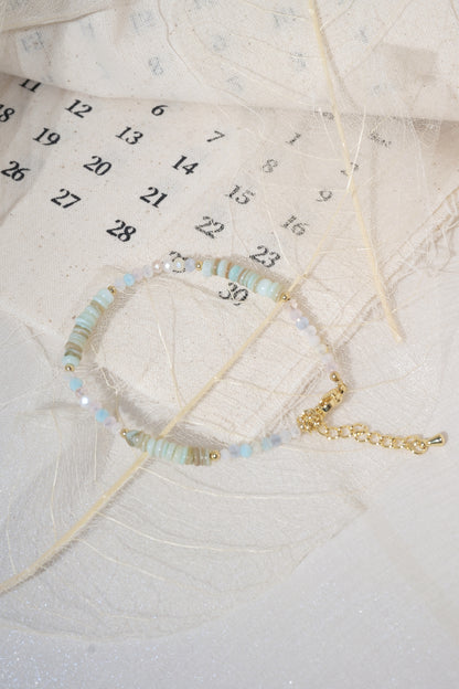 Aqua White Mixed Beads Bracelet — real product photo