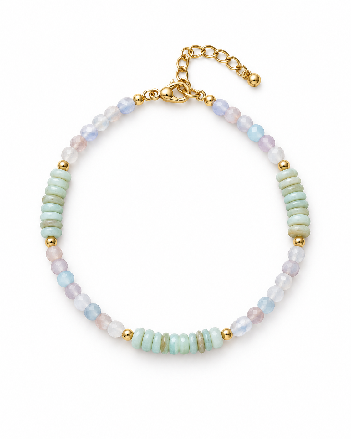 Aqua White Mixed Beads Bracelet