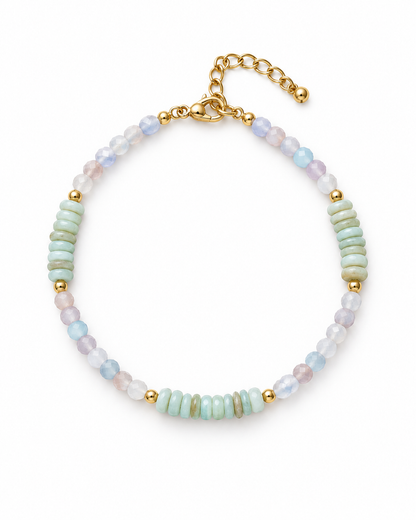 Aqua White Mixed Beads Bracelet