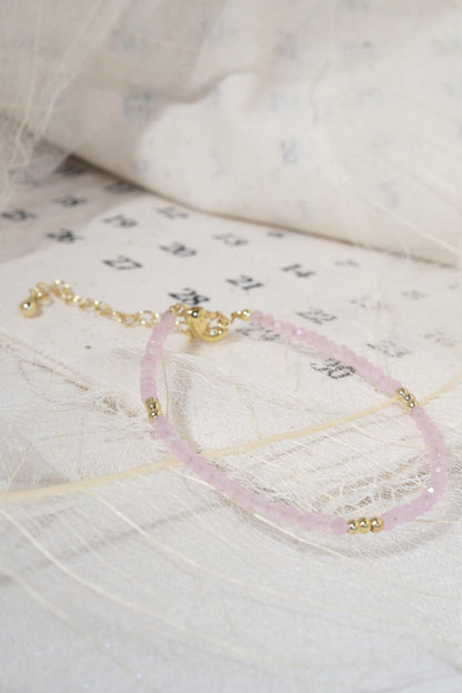Pink Faceted Gold Tone Accent Bracelet — real product photo