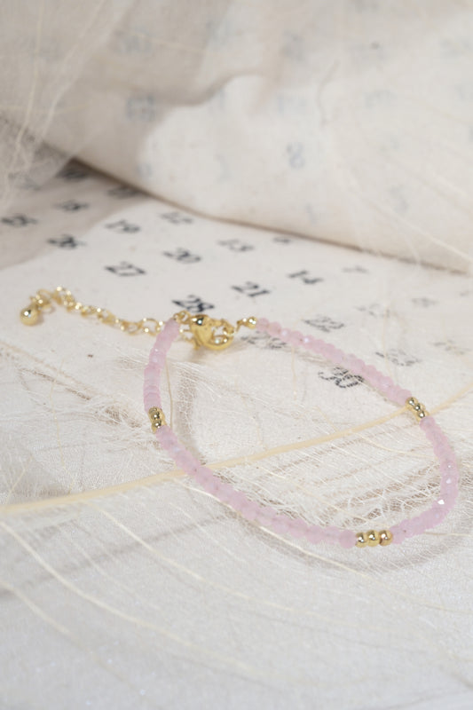 Pink Faceted Gold Tone Accent Bracelet — real product photo