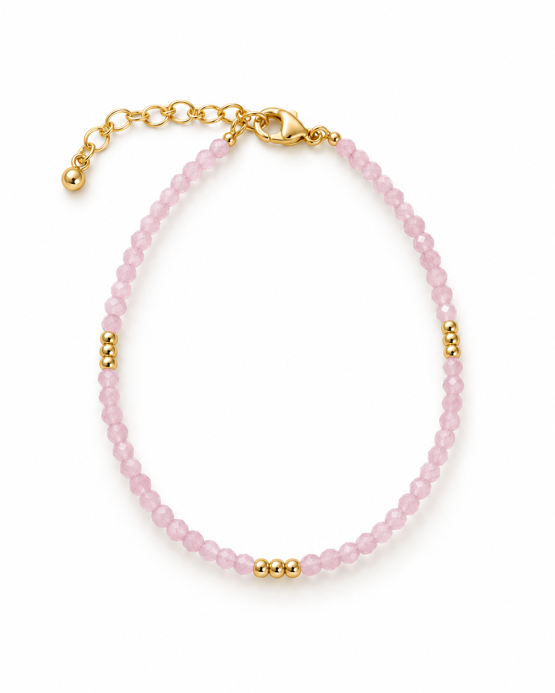 Pink Faceted Gold Tone Accent Bracelet