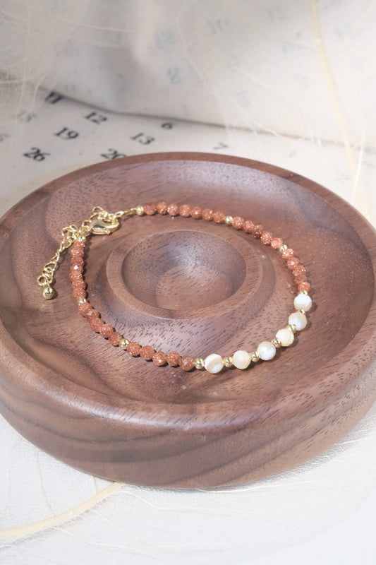 Red White Oval Beads Bracelet — real product photo