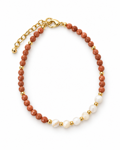 Red White Oval Beads Bracelet