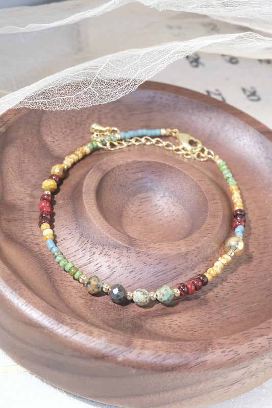 Multicolor Mixed Size Beads Bracelet — real product photo