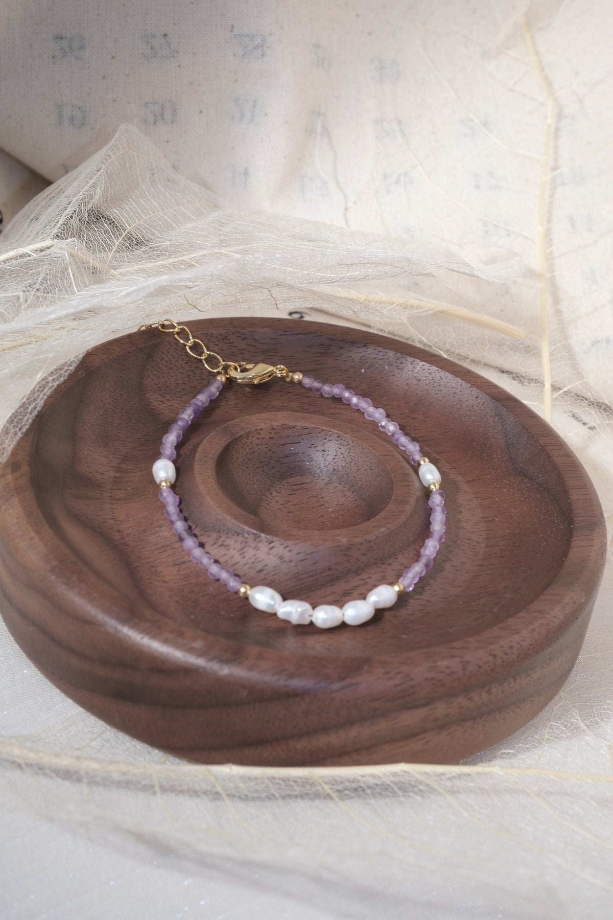 Purple White Oval Beads Bracelet — real product photo