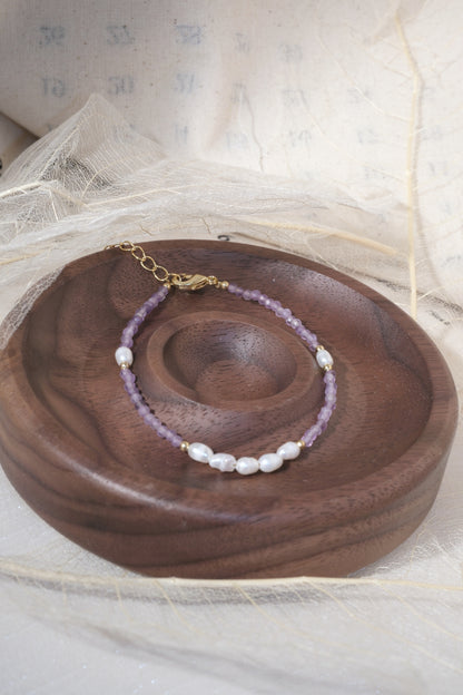 Purple White Oval Beads Bracelet — real product photo