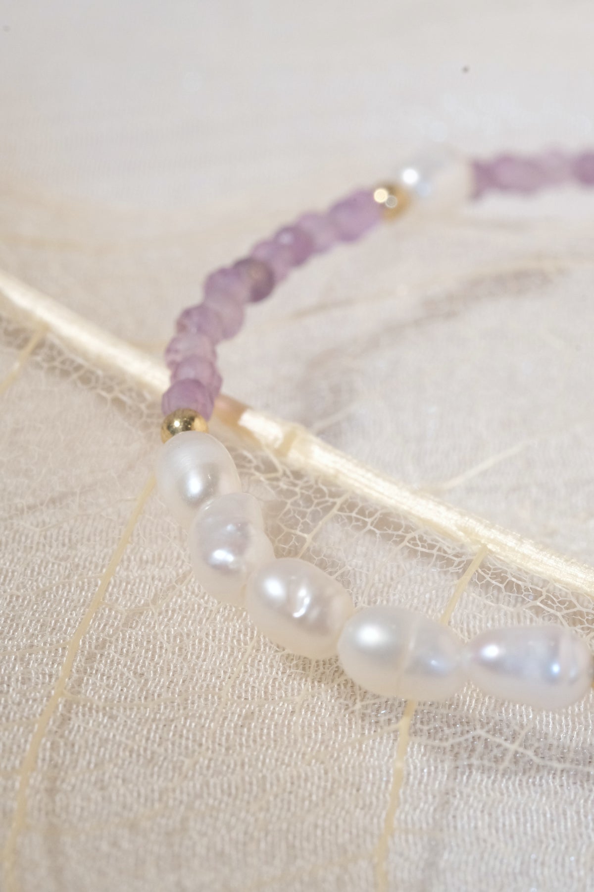 Purple White Oval Beads Bracelet — real product photo