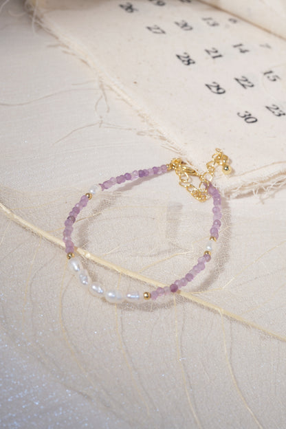 Purple White Oval Beads Bracelet — real product photo