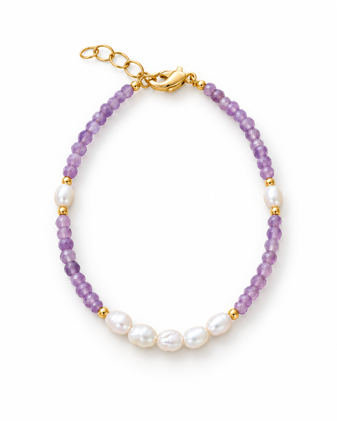 Purple White Oval Beads Bracelet