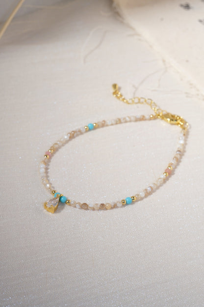 Cream Aqua Teardrop Charm Bracelet — real product photo