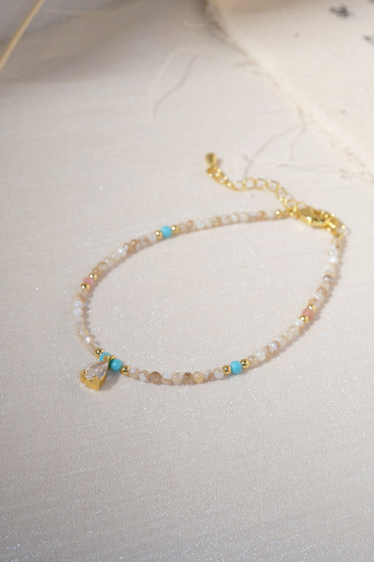 Cream Aqua Teardrop Charm Bracelet — real product photo