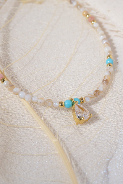 Cream Aqua Teardrop Charm Bracelet — real product photo