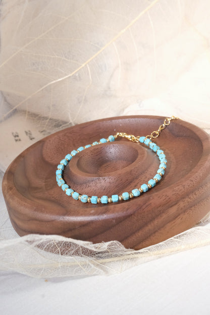 Aqua Round Gold Tone Spacers Bracelet — real product photo