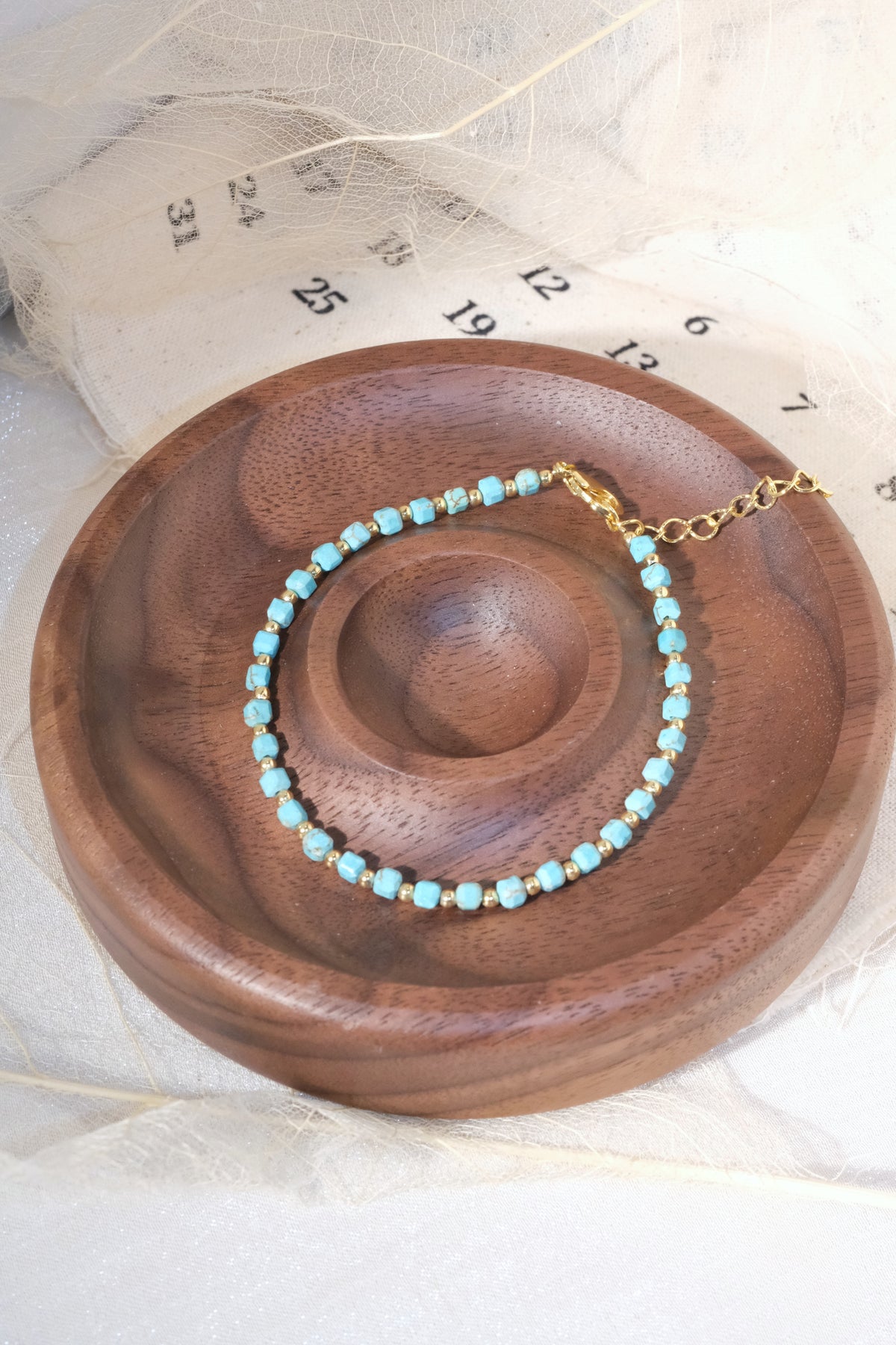Aqua Round Gold Tone Spacers Bracelet — real product photo