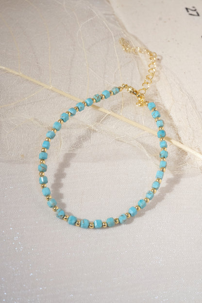 Aqua Round Gold Tone Spacers Bracelet — real product photo
