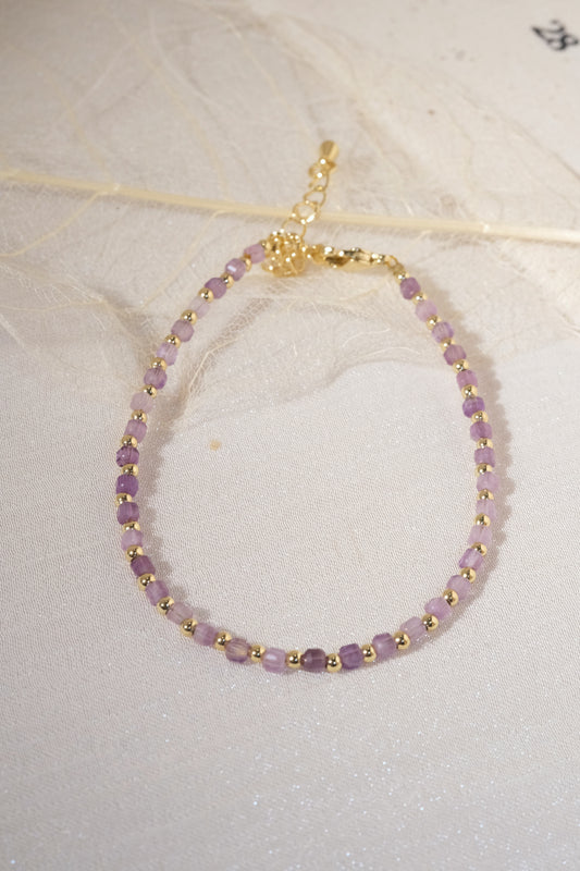 Purple Faceted Gold Tone Spacers Bracelet — real product photo