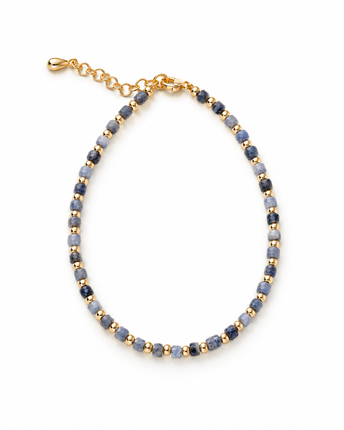 Grey Blue Gold Tone Spacers Bracelet