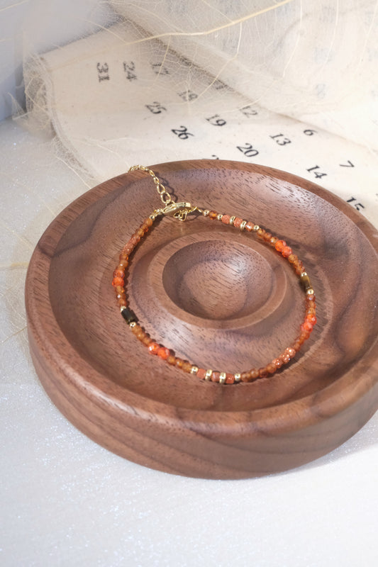 Orange Red Faceted Beads Bracelet — real product photo