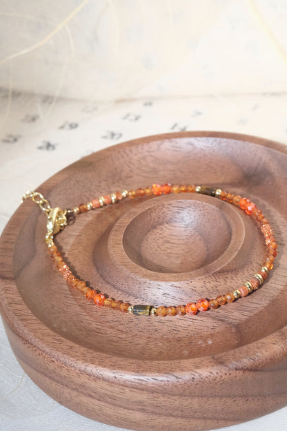 Orange Red Faceted Beads Bracelet — real product photo