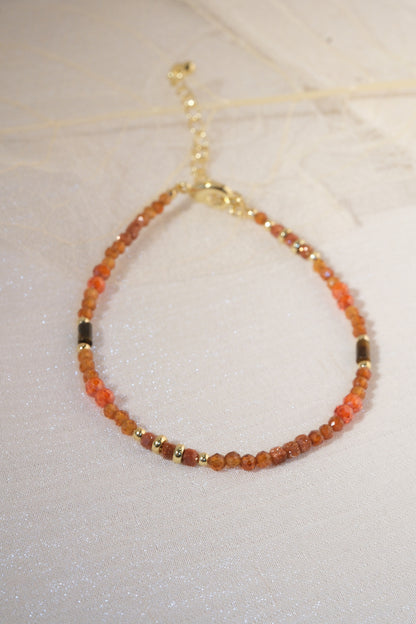 Orange Red Faceted Beads Bracelet — real product photo