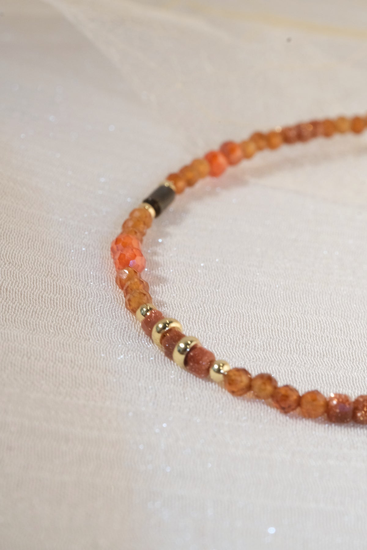 Orange Red Faceted Beads Bracelet — real product photo