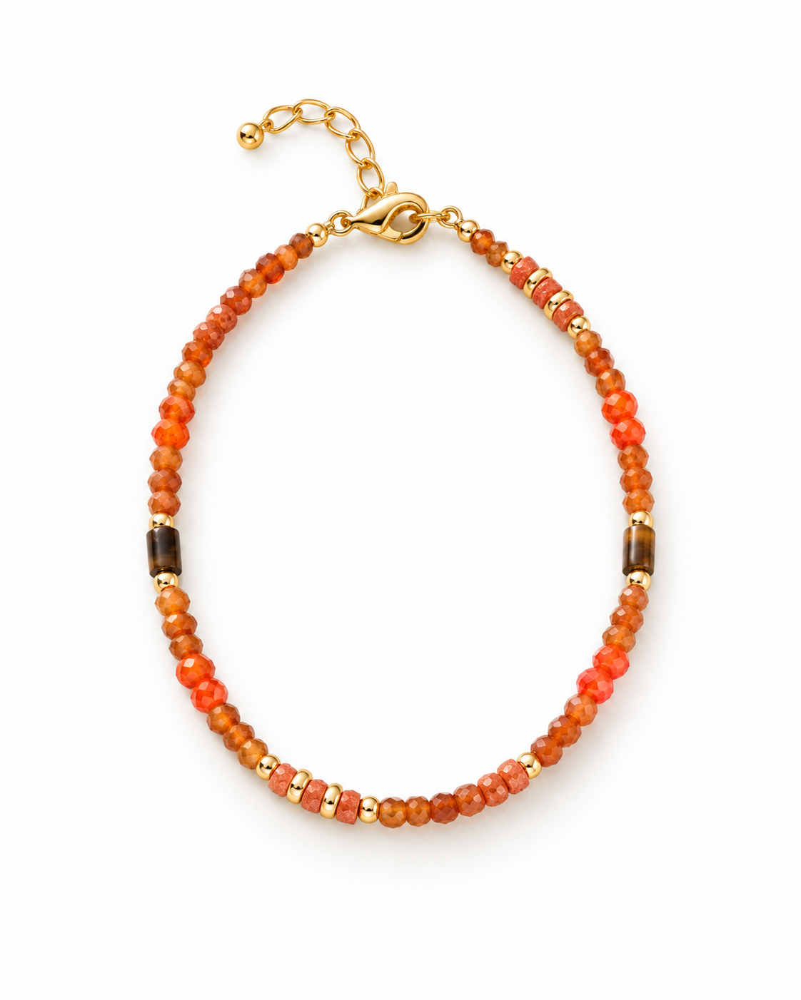 Orange Red Faceted Beads Bracelet