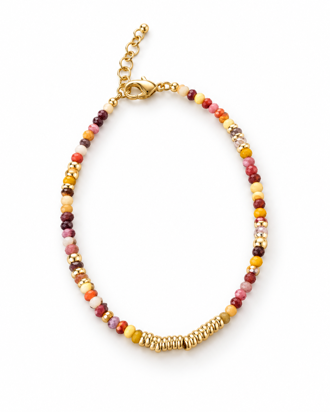 Multicolor Gold Tone Ribbed Bar Bracelet