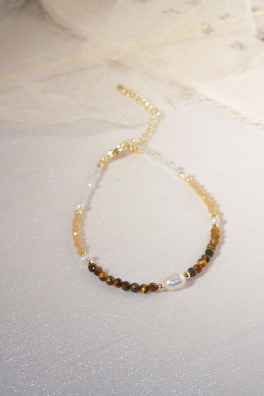 Brown White Chain Accent Bracelet — real product photo