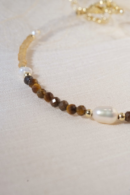 Brown White Chain Accent Bracelet — real product photo