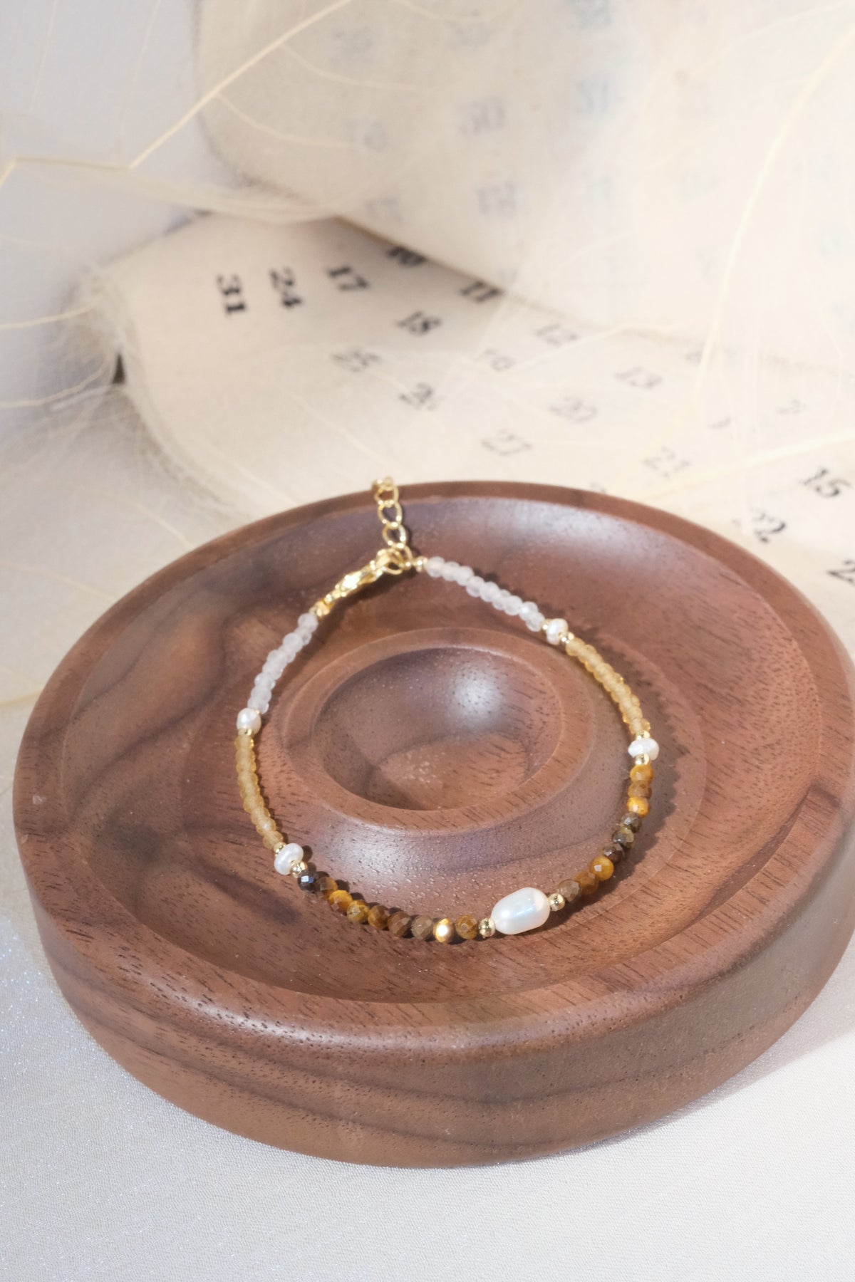 Brown White Chain Accent Bracelet — real product photo