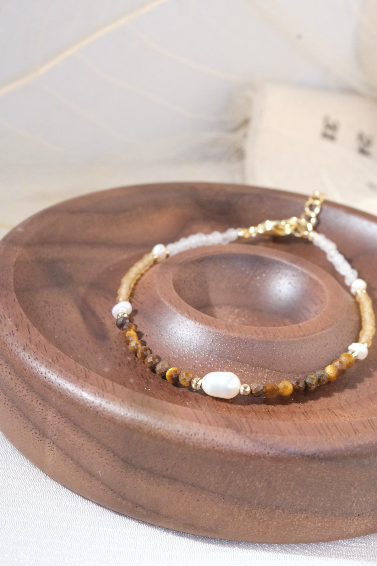 Brown White Chain Accent Bracelet — real product photo