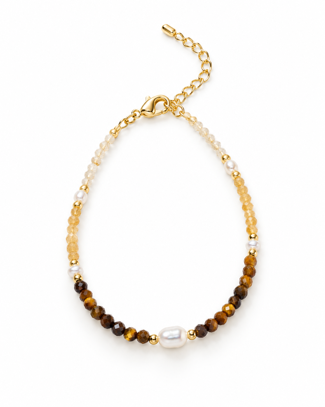 Brown White Chain Accent Bracelet