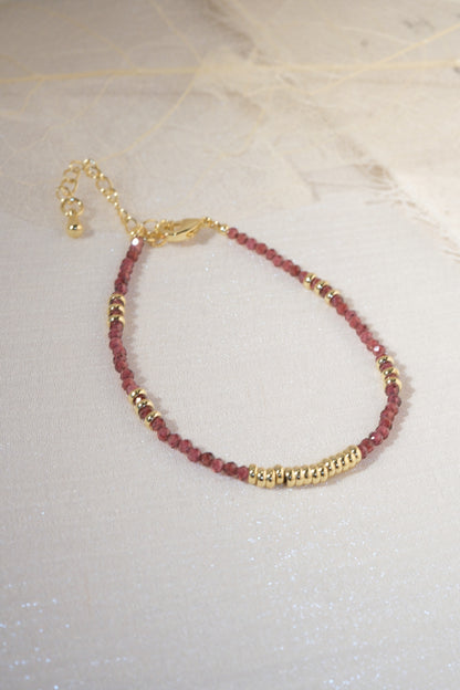 Maroon Gold Tone Ribbed Bar Bracelet — real product photo