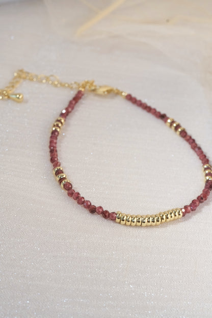Maroon Gold Tone Ribbed Bar Bracelet — real product photo