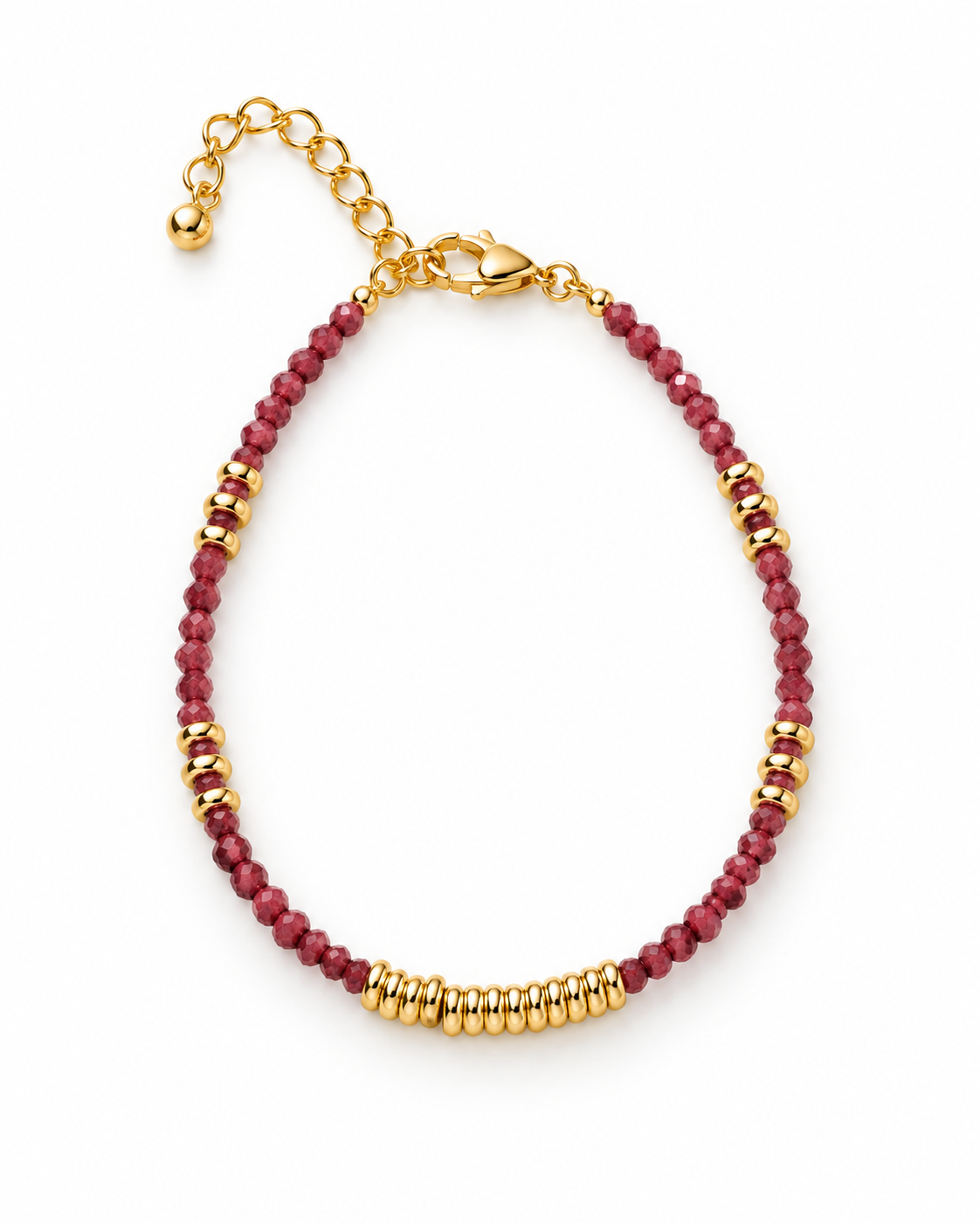 Maroon Gold Tone Ribbed Bar Bracelet