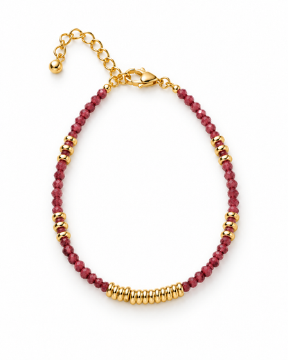 Maroon Gold Tone Ribbed Bar Bracelet
