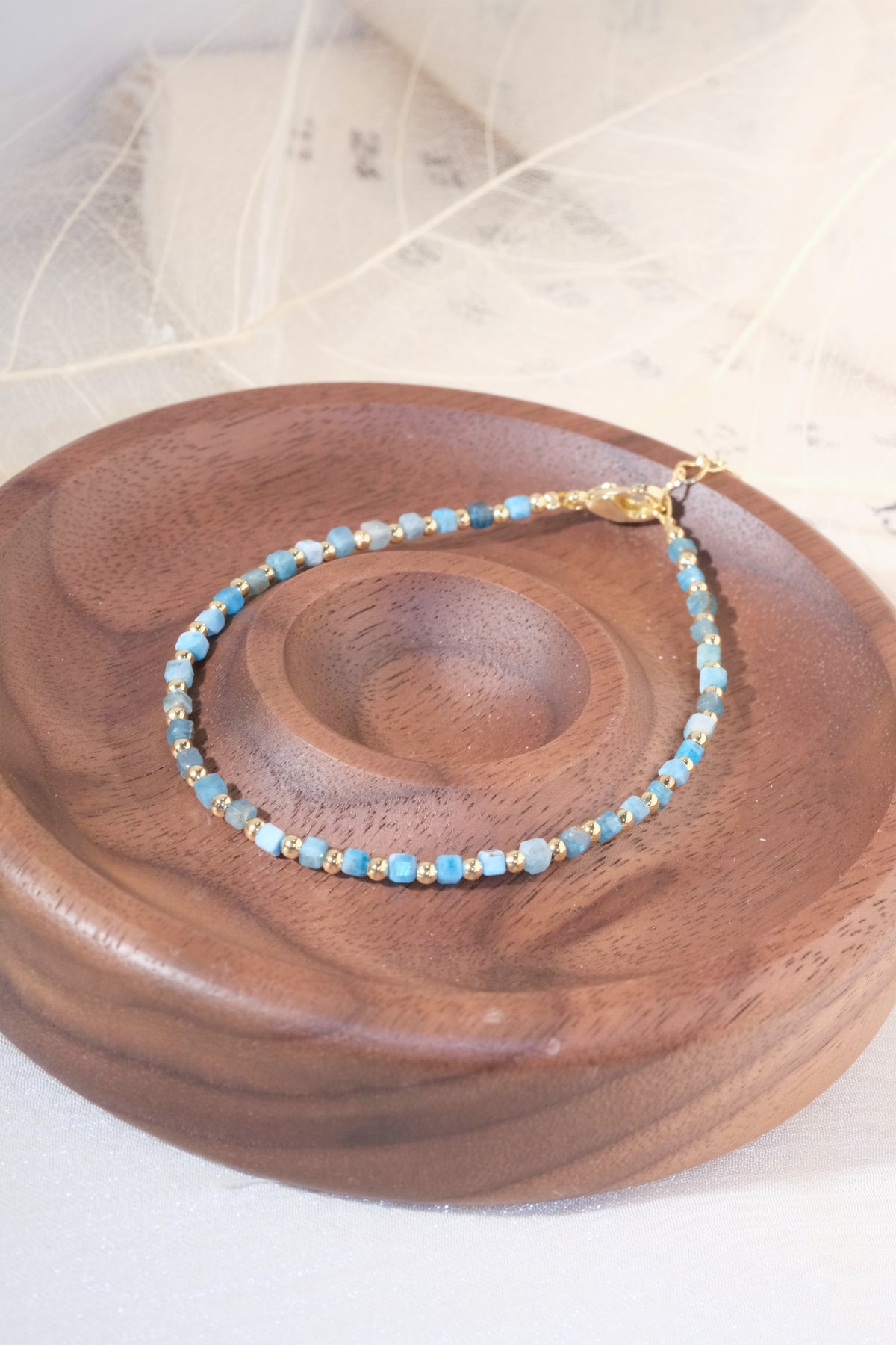 Turquoise Color Gold Tone Spacers Bracelet — real product photo