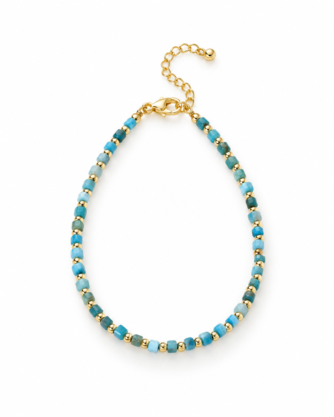Turquoise Color Gold Tone Spacers Bracelet