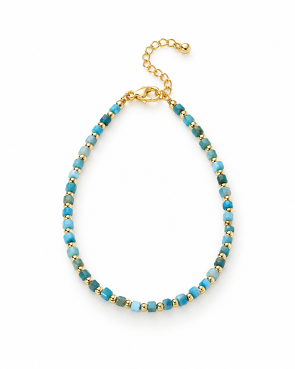 Turquoise Color Gold Tone Spacers Bracelet