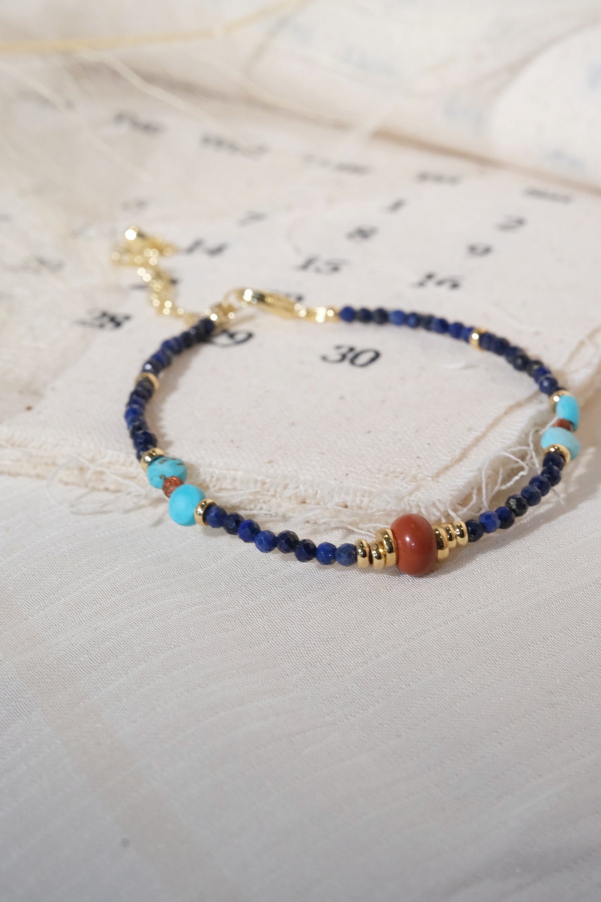 Blue Turquoise Color Red Accents Bracelet — real product photo