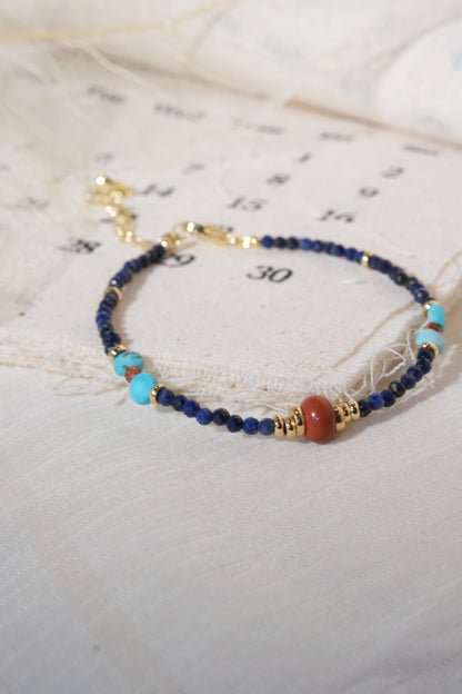 Blue Turquoise Color Red Accents Bracelet — real product photo