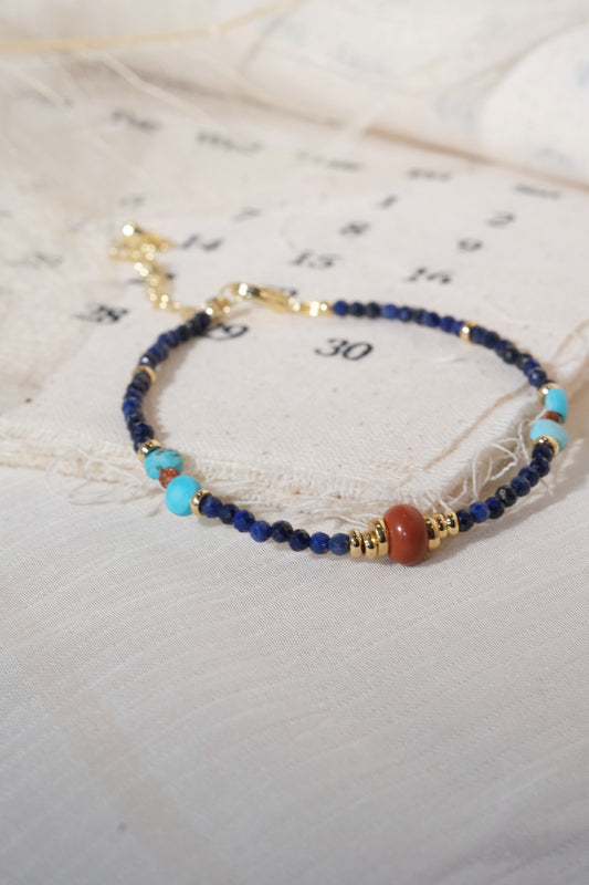 Blue Turquoise Color Red Accents Bracelet — real product photo